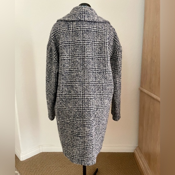 Theory Easy Town Navy Multi Plaid Wool Coat Jacket - Picture 13 of 15